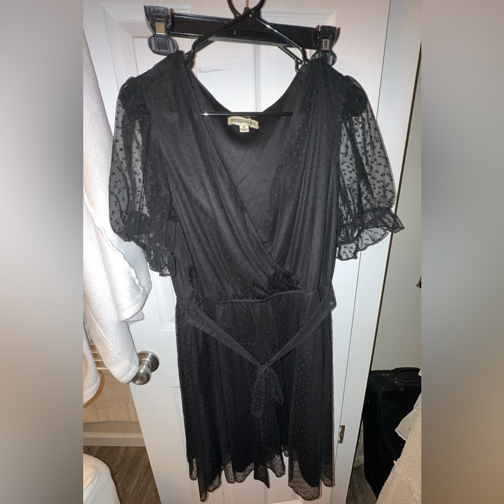 Inspired Hearts Black Sheer Sleeve Mini Dress